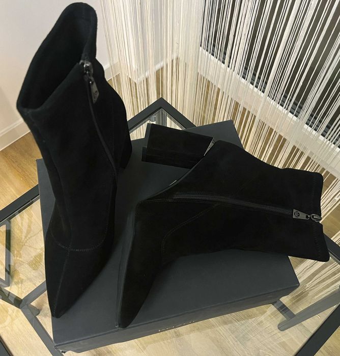 Botki damskie KAZAR - czarny zamsz, na słupku, NOWE, rozmiar 41