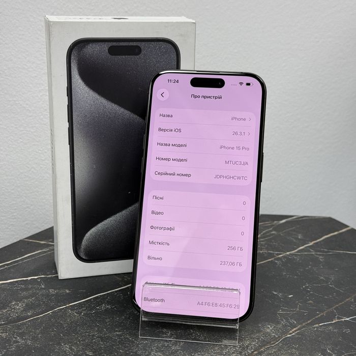 ІДЕАЛ | iPhone 15 Pro •256Gb• Phis. Sim•Black Titanium | ГАРАНТІЯ Київ