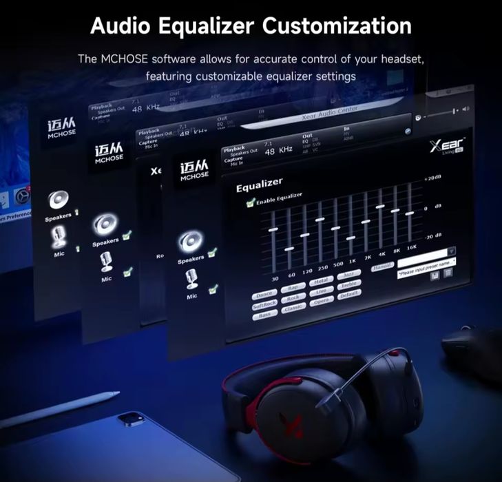 ‼️Бездротові ігрові навушники MCHOSE V9 pro Black White Silver Blue‼️