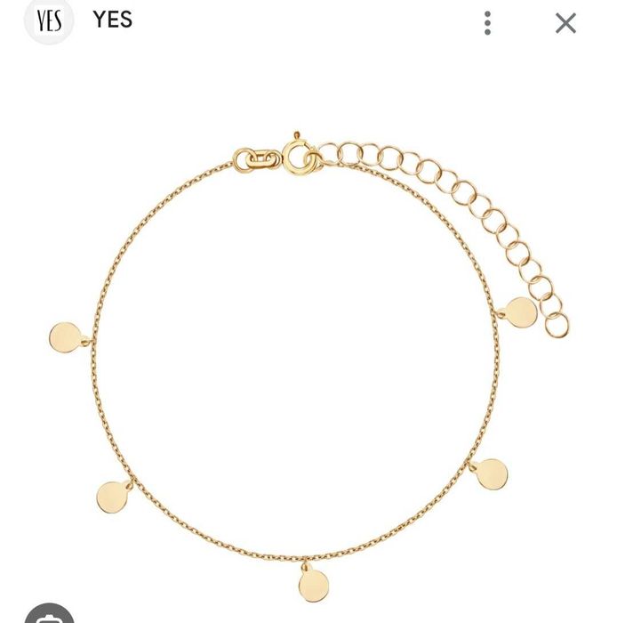 Bransoletka srebrna pozłacana yes blaszki kolka koleczka zlota