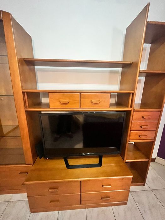 Móvel de sala completo de madeira maciça