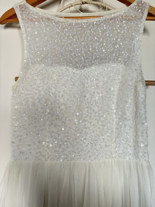 Sukienka ślubna suknia ślubna ślub cywilny z cekinami i tiulem