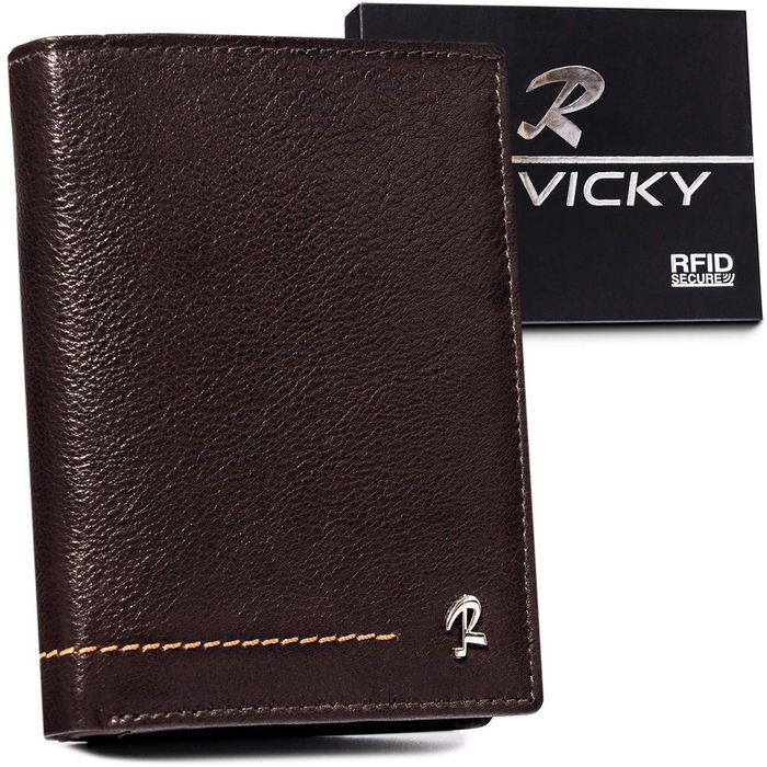 pionowy portfel męski ze skóry naturalnej - rovicky