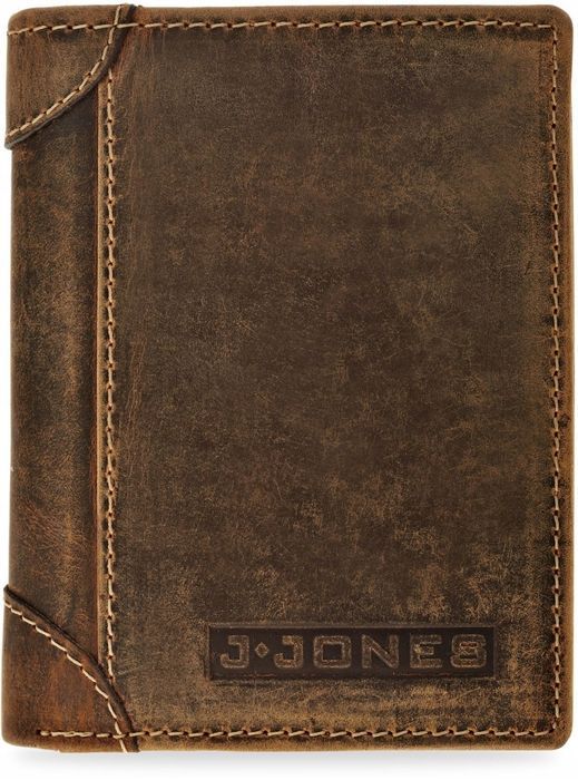 portfel męski skórzany j.jones w kolorze ciemno-brązowym z ochroną