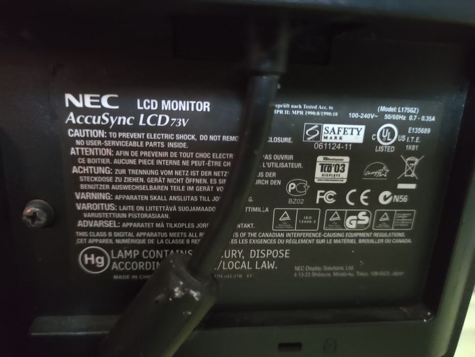 Monitor NEC AccuSync LCD73V