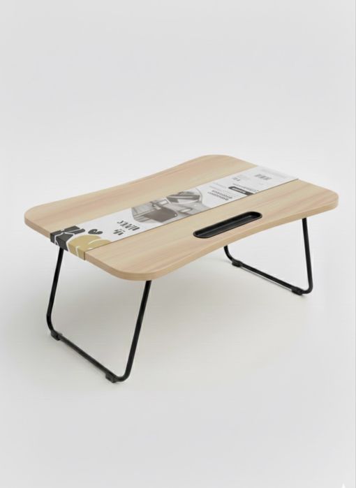 Mesa dobrável para portátil - madeira natural - ideal para sofá e cama