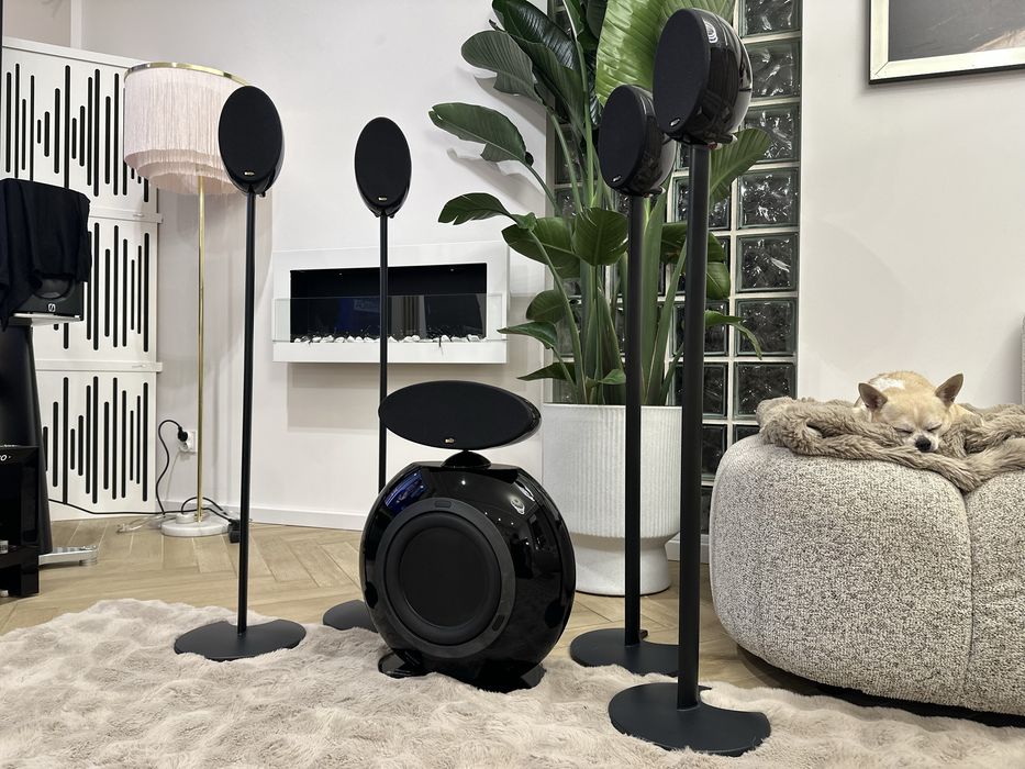 Kolumny Kino Domowe KEF KHT3005SE 5.1 + 4x Dedykowane Standy Podłogowe (HTS3001) Stan Idealny Sklep 8000zl