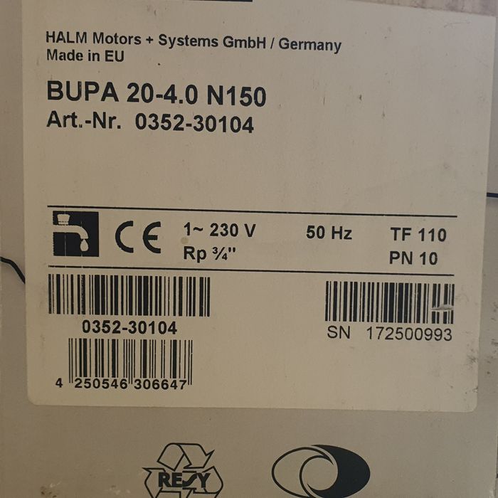 Циркуляционный насос HALM BUPA 20-4.0 N 150 (Новый)
