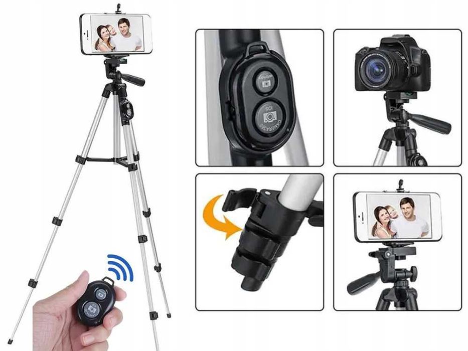 STATYW NA APARAT Telefon Stojak TRIPOD 102cm Do ZDJĘĆ Bluetooth PILOT