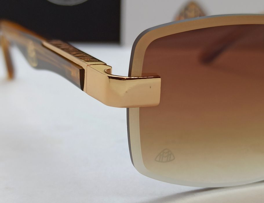 Maybach брендовые очки унисекс коричневый градиент в золоте дужки беж