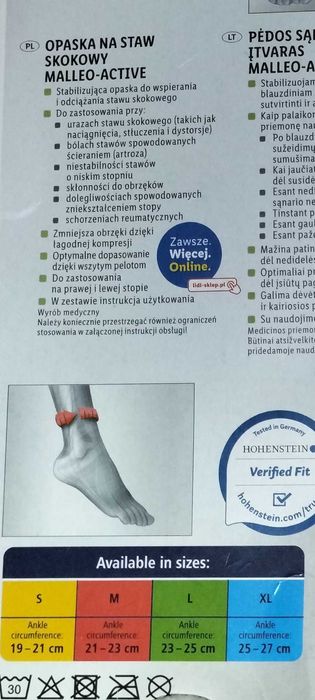 Opaska - Orteza Stabilizująca Staw Skokowy Dolny