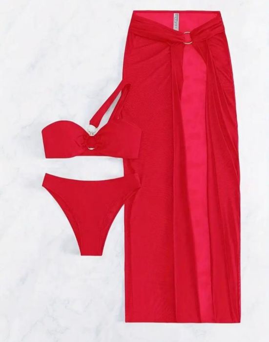 Фирменный купальник с парео 3 в 1 черный р.М/L