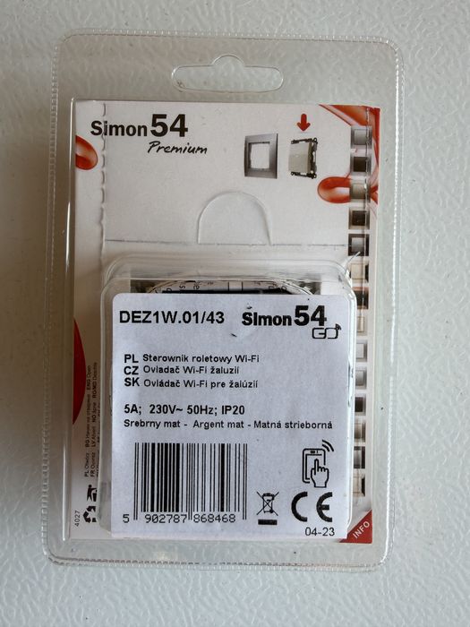 Simon 54 Premium / Simon 54 GO DEZ1W.01/43 – sterownik rolet, żaluzji
