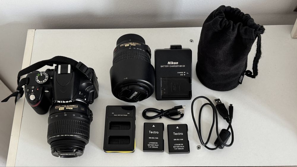 Nikon D3200 + 2 Objetivas + Mala + 3 Baterias + 2 Carregadores