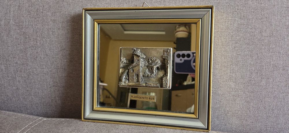 Вінтажна італійська картина-барельєф «R.ARGENTO 925» на дзеркалі (Срібло)