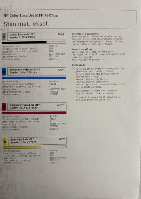 Urządzenie wielofunkcyjne, drukarka, HP COLOR LaserJet PRO MFP M476