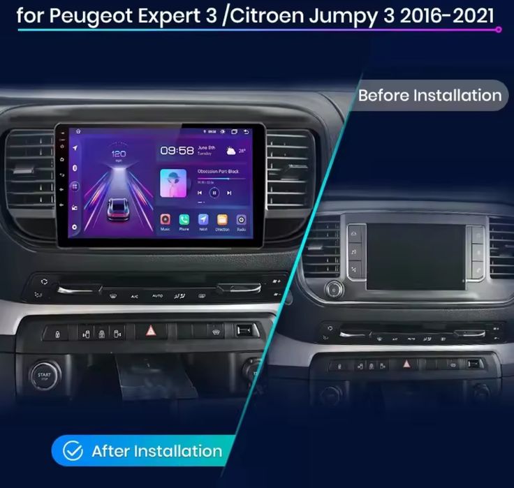 Rádio Android Peugeot Expert 3 Citroen Jumpy 3 SpaceTourer CARPLAY 32G