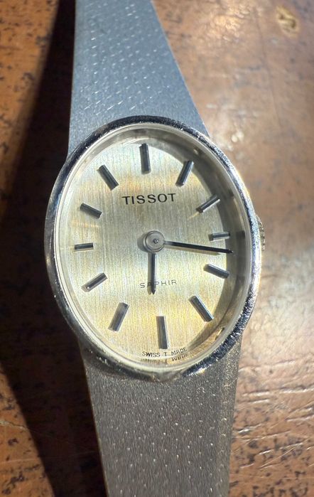 Damski zegarek vintage Tissot Saphir Białe Złoto 585