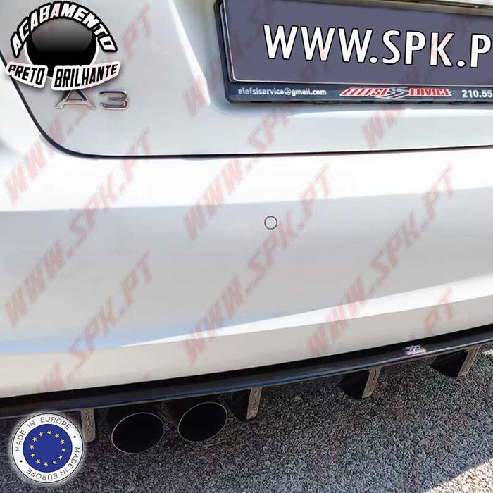 Difusor Traseiro - Audi A3 8P Sportback (08-12) - Preto Brilhante