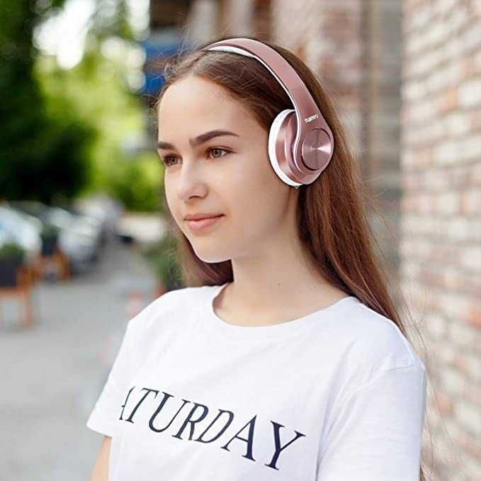 Słuchawki bezprzewodowe Bluetooth Over Ear Hi-Fi Stereo różowe