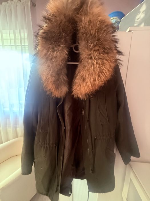 parka khaki z pieknym kspturem