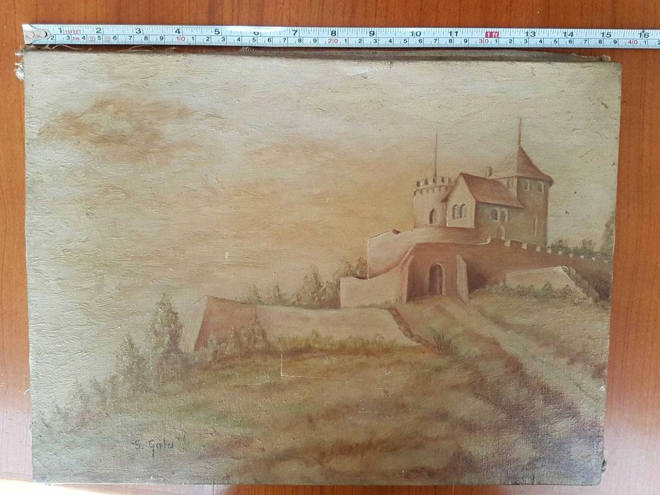 Obraz ręcznie malowany na płótnie ZAMEK W BĘDZINIE 38X28 Sz.Gala