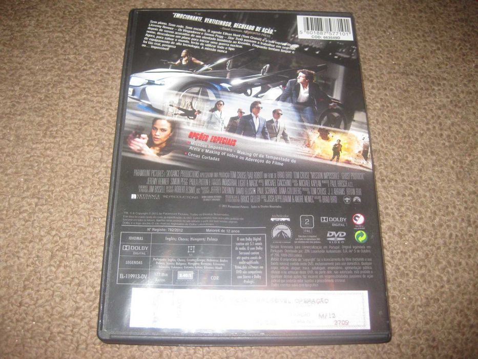 DVD "Missão Impossível- Operação Fantasma" com Tom Cruise