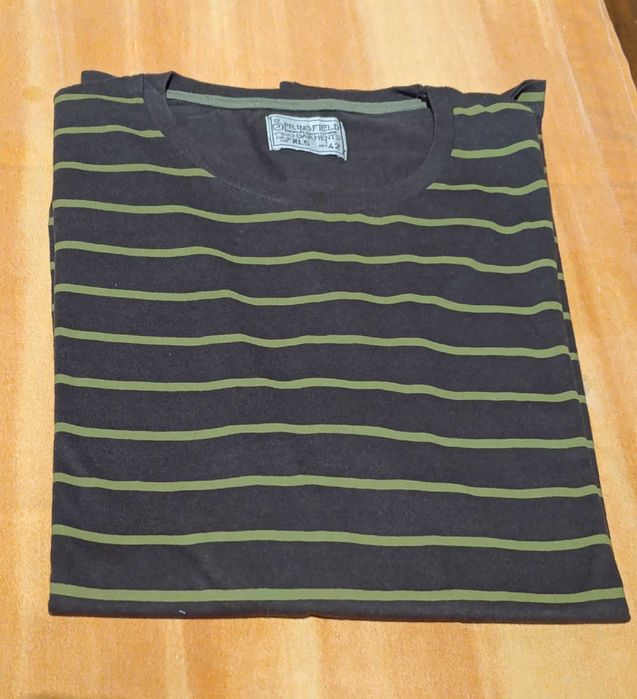 T´Shirt, Manga Comprida, verde, listada  Tam XL 5 -Springfield - Nova
