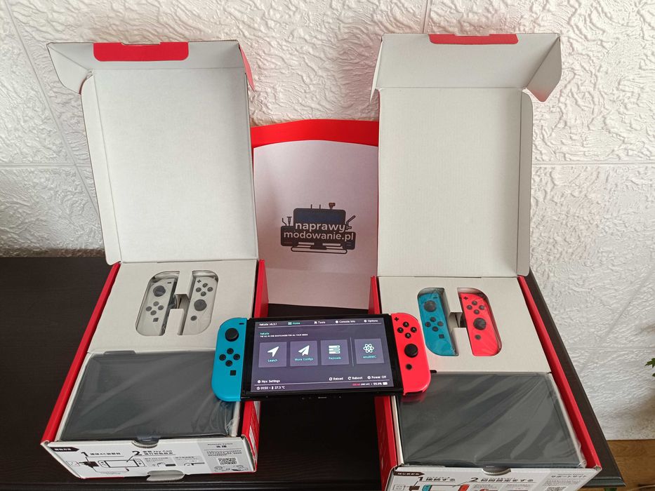 Nintendo oled zmodowana nowa + karta 256 hwfly