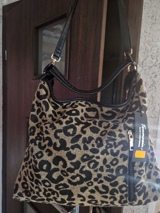 Torebka  duża shopper  panterka