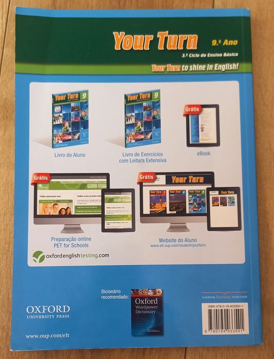 Caderno de Fichas de Inglês (9º ano), usado, em bom estado