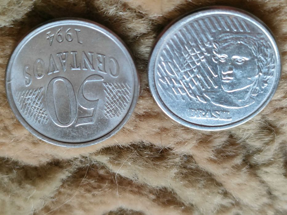 2 moedas 50 centavos invertida brasil 1994