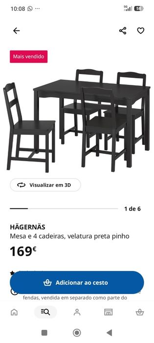 Mesa Jantar + 4 Cadeiras ( IKEA )