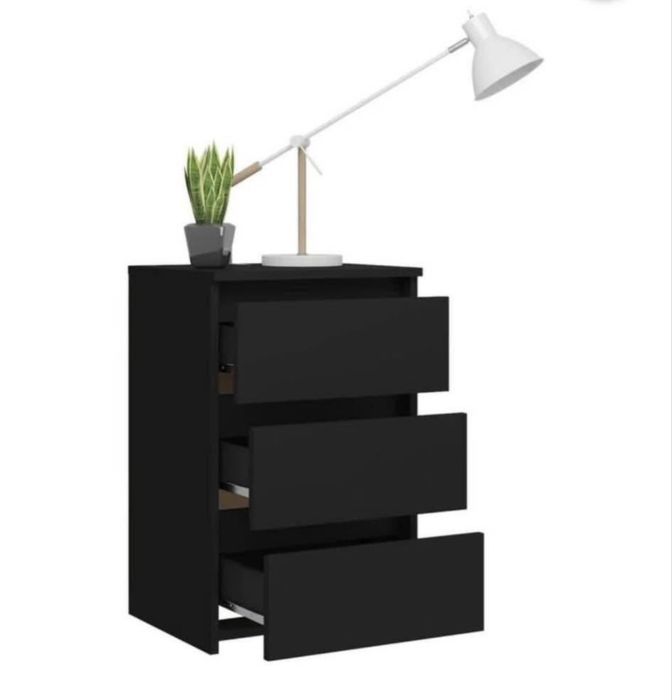 Mesa de cabeceira preta para quarto
