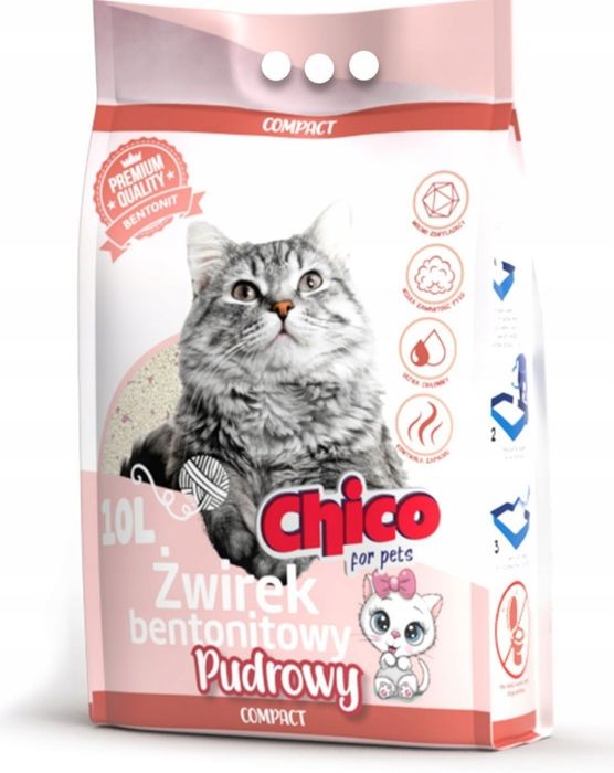 CHICO Compact Pudrowy 10l żwirek dla kota