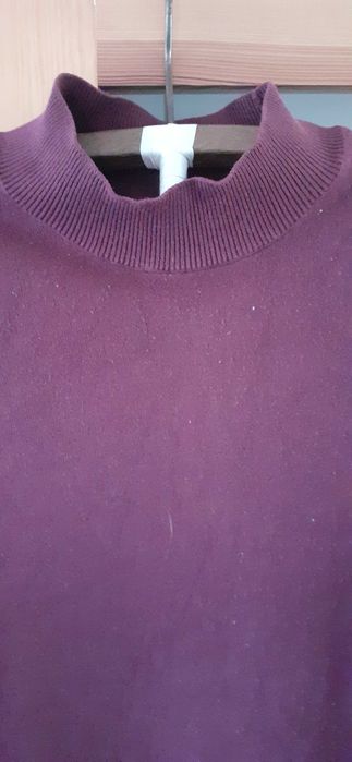Męski sweter ze stójką L burgundowy