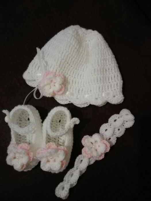 CZAPKA chrzest roczek i na co dzień 36-50 rękodziło na szydełku