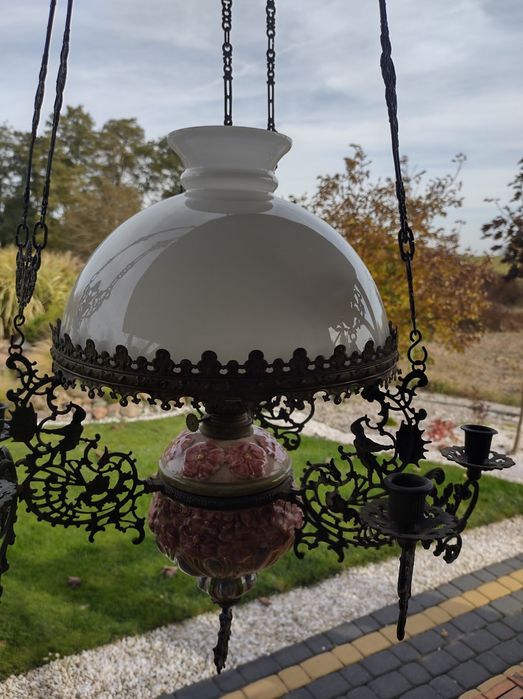 Lampa naftowa wisząca. Stan BDB, okazała.