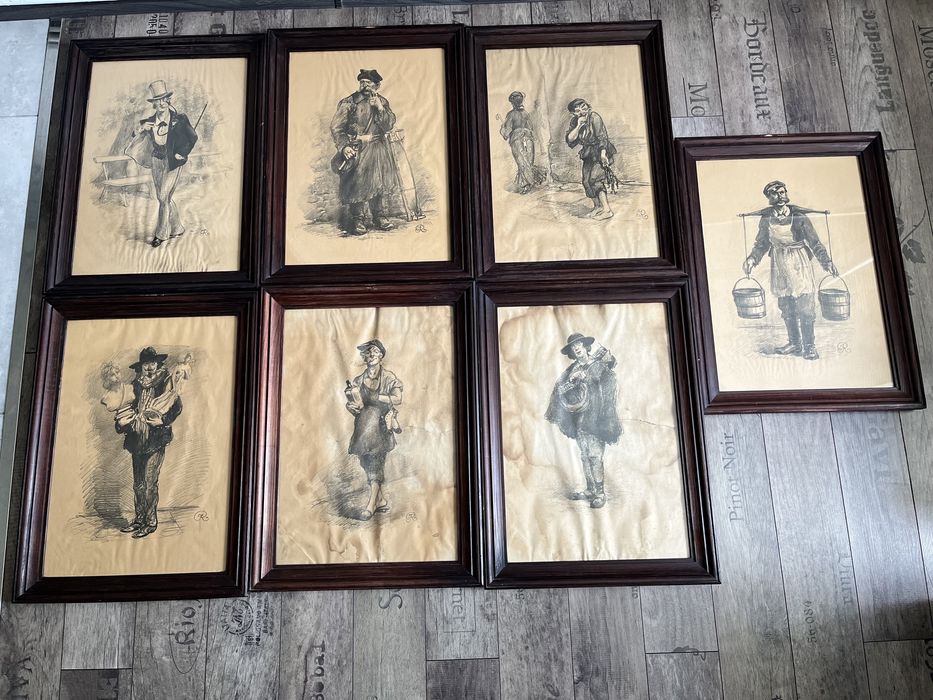 Józef Rapacki Druciarz 1926 litografia obraz w ramie