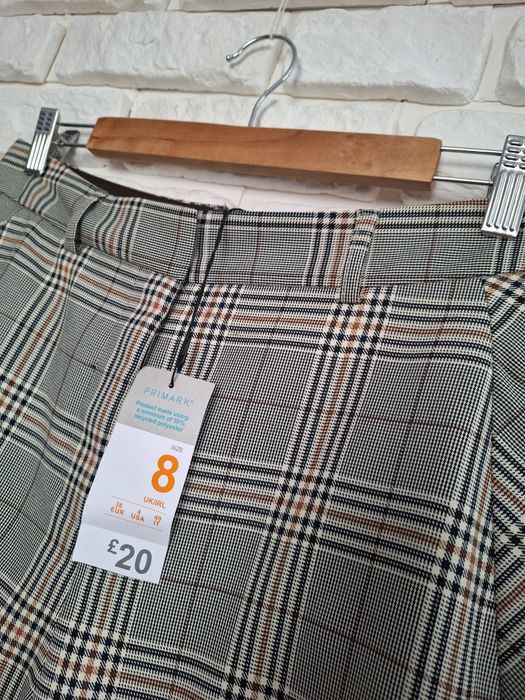 Primark 36 Nowe Szerokie Spodnie w kratę Wysoki Stan