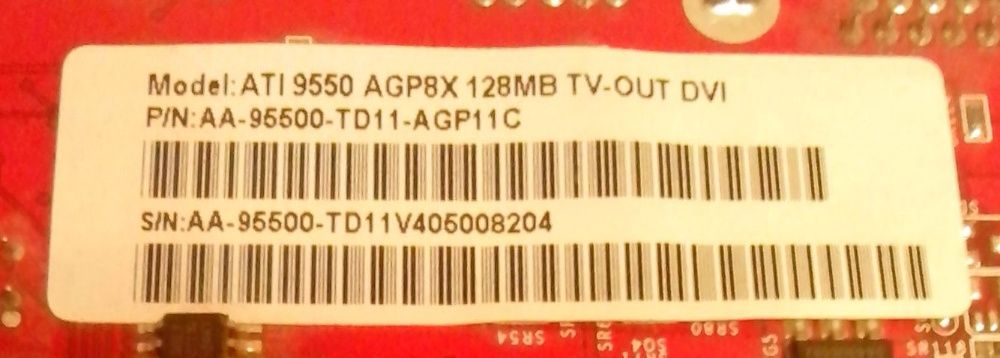 Видеокарта ATI 9550 AGP8X 128MB TV-OUT DVI