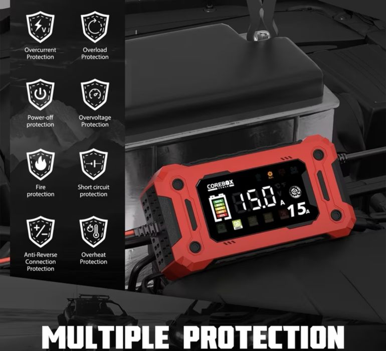 Зарядное устройство 12V 15A интеллектуальное, автоматическое