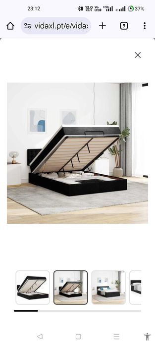 Cama Otomana Casal (140x190) NOVA NA CAIXA + Colchão – Cinza Escuro