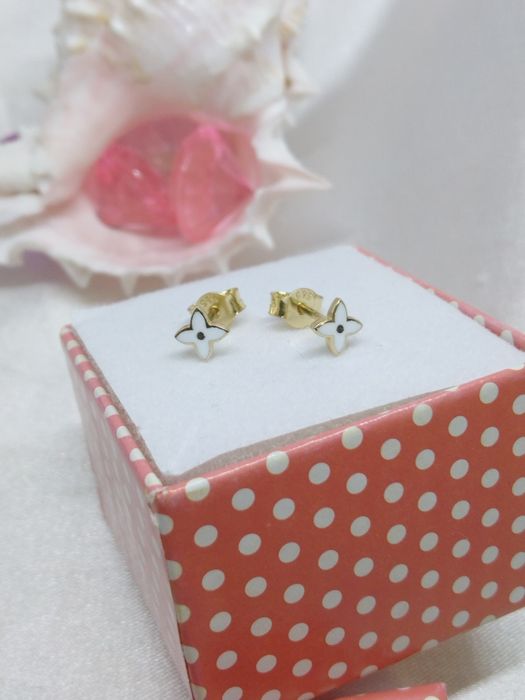 Piękne złote kolczyki kwiatki, złoto próby 585