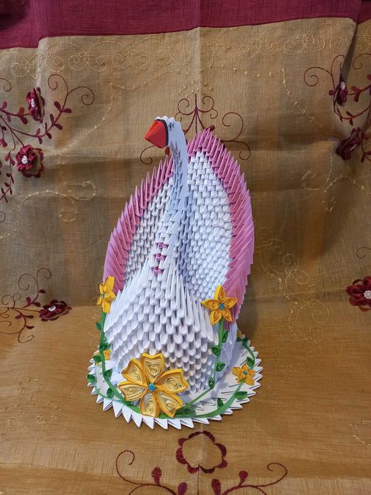 MEGA duży łabędź XXL - rękodzieło origami prezent dekoracja