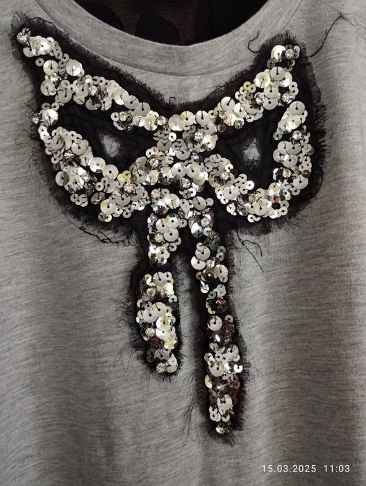 Bluzka bokserka cekiny koronka