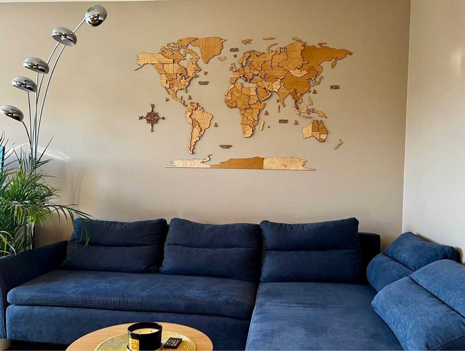 Mapa Świata 3D 150x90cm  – zaznacz swoje podróże | Pineski GRATIS | Szybka wysyłka