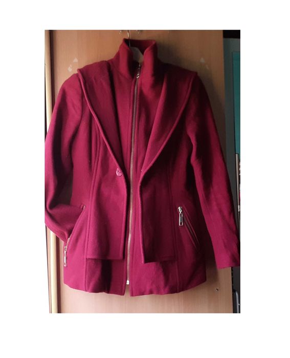 Casaco bordeaux com fecho e capuz M senhora