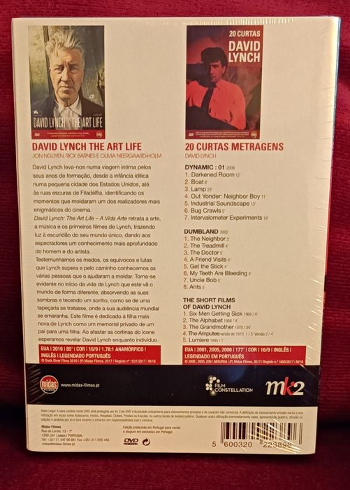 David Lynch "The Art Life Of..."+"20 Curtas" 2DVDs RARO