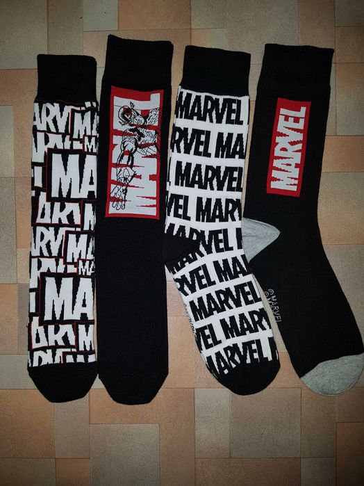 Фирменные носки высокие, носочки котон Marvel
